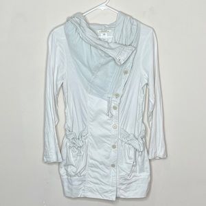 Prairie Underground Button Up Hooded Sweater Organic Cotton Mint Green Small